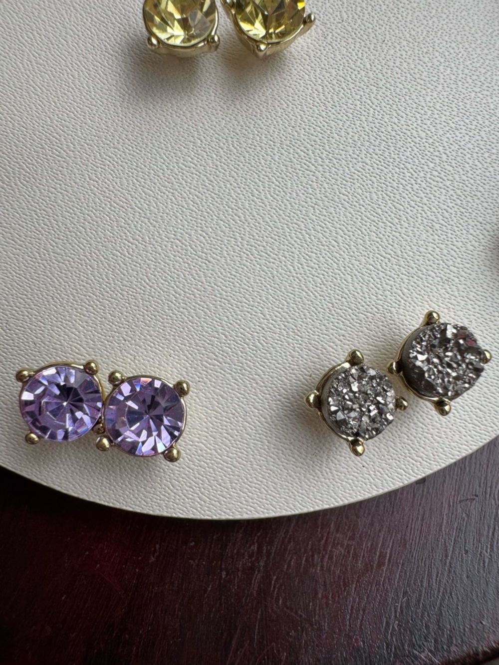 LOFT NWT 9 Pair Gold Tone Pastel Druzy Crystal Stud Earring Set - Picture 6 of 11